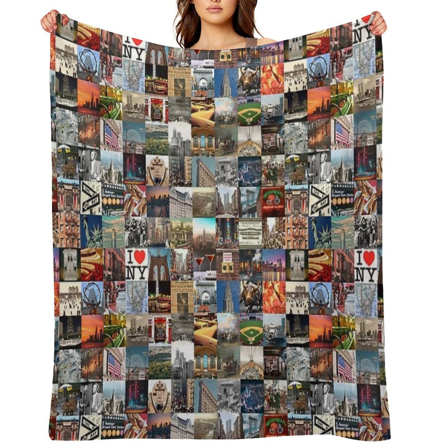Typical New York - Collage of Images of The City And History Sustainable Throw Blanket