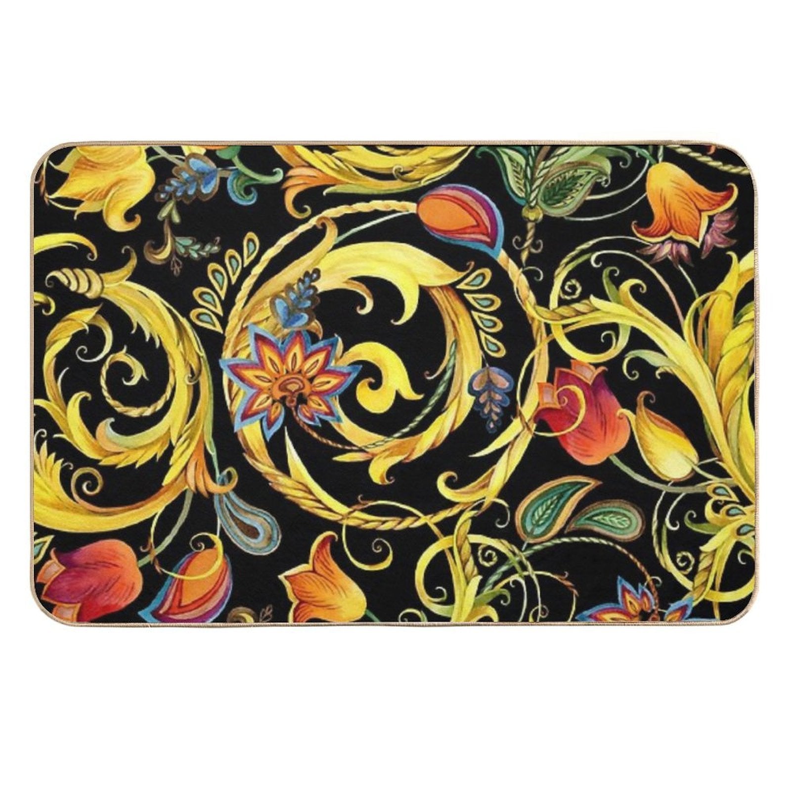 Vintage Golden Chains, Gold Flower,  Stain-Proof Bath Mat