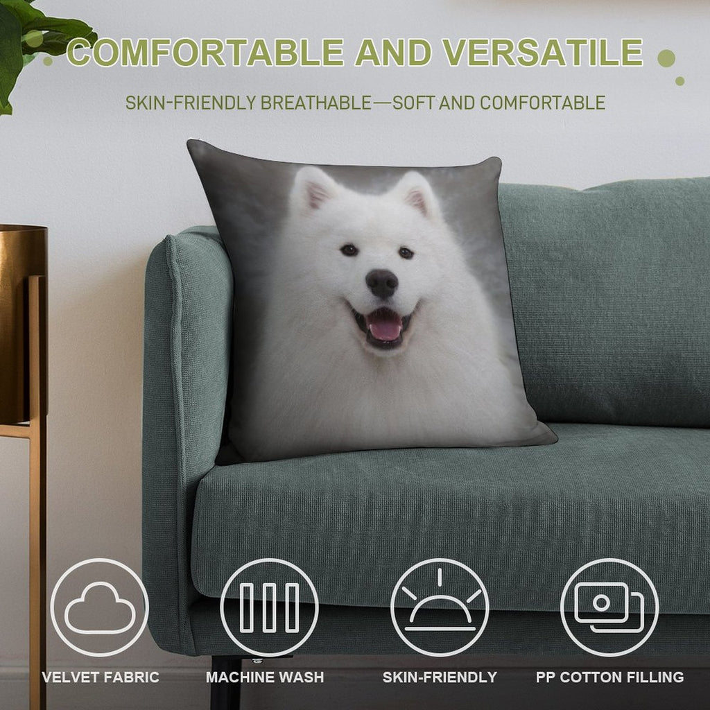 Samoyed Puppy Dog Soft Home Decor Throw Pillow