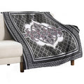 Greek Key Border Black Silver And White Design Plush Throw Blanket