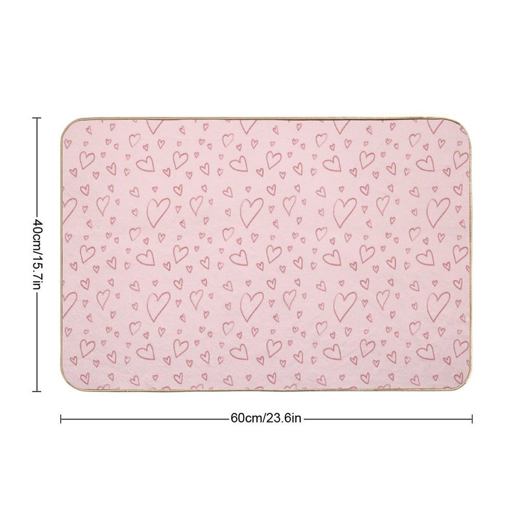 Cute Sweet Pink Hearts As Romantic Seamless Pattern Background Backdrop Wallpaper, Illustration of Love for Valentine's Day Durable Bath Mat