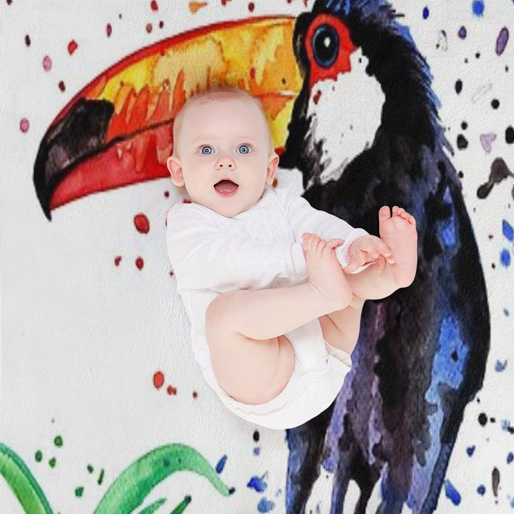 Toucan of French Guiana - Watercolor Machine-washable Throw Blanket
