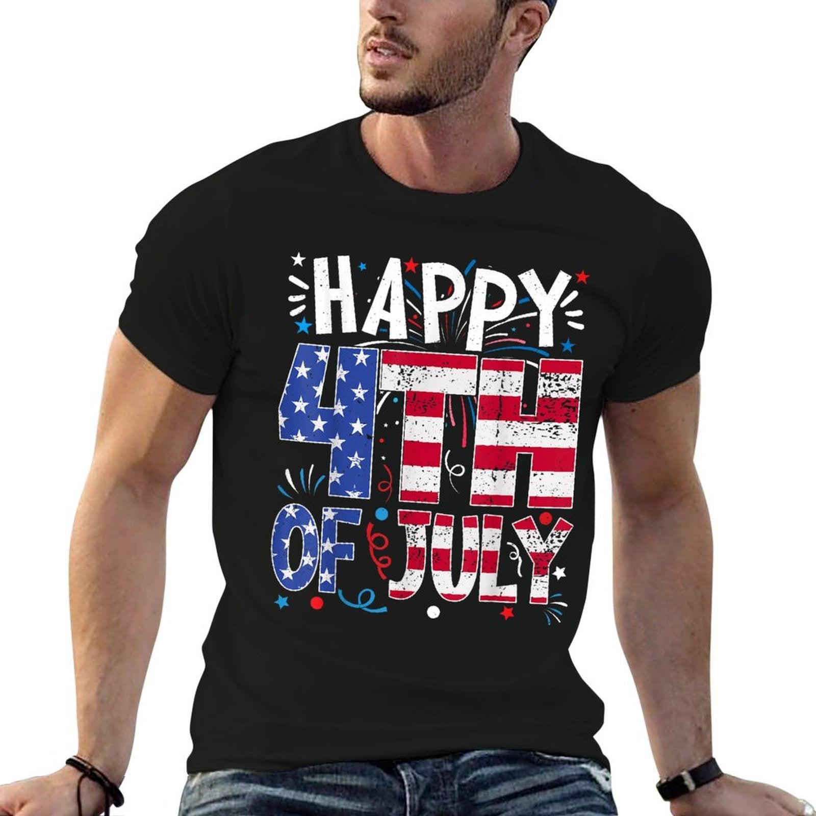 Happy 4th Of July Patriotic American US 4th Of July  Cotton T-Shirt