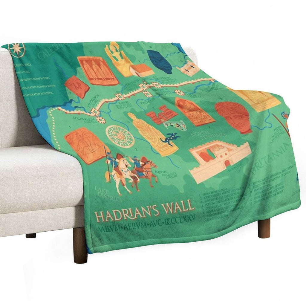 Hadrians Wall Illustrated Map Eco-conscious Throw Blanket