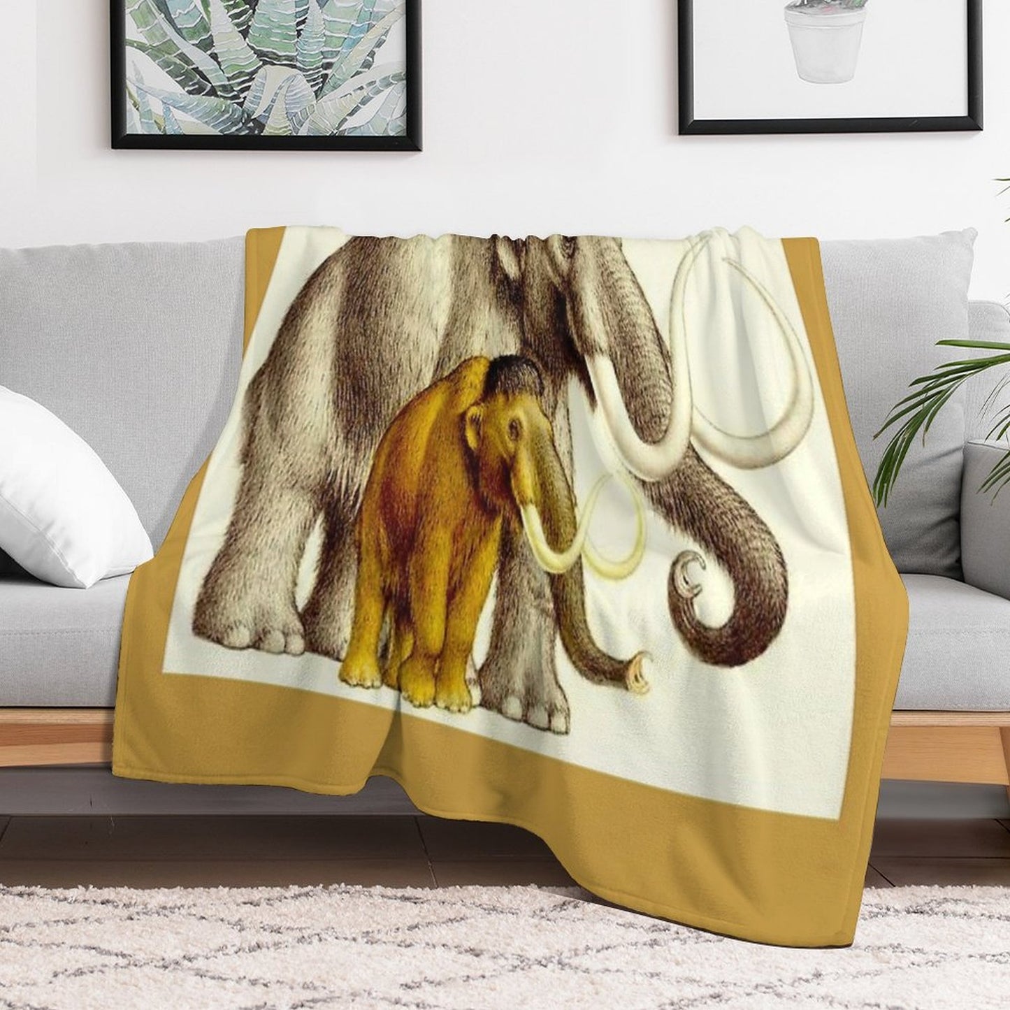 WOOLLY MAMMOTHS  Extinct Elephant Type Mammal Print Anti-pilling Throw Blanket