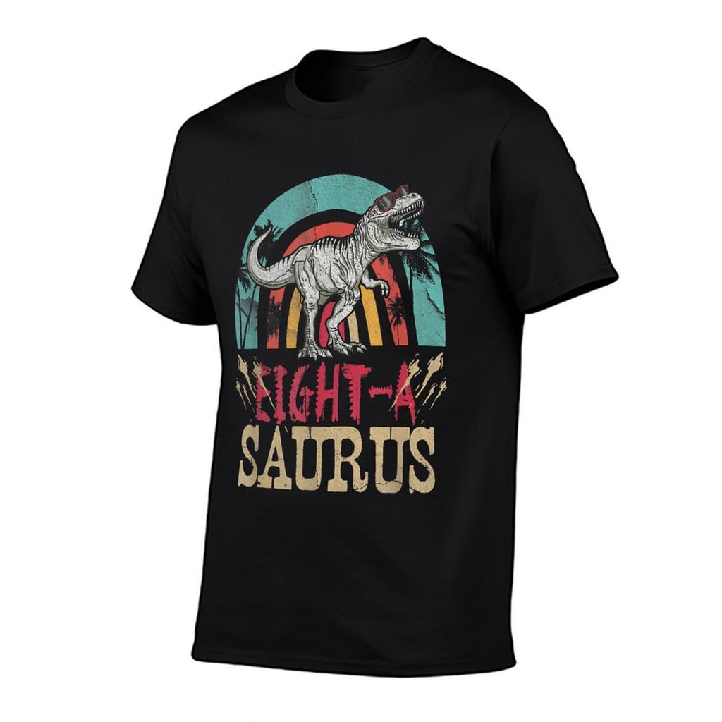 Kid 8 Year Old Dinosaur Birthday 8th T Rex Dino Eight Saurus  High-quality Stitching T-Shirt