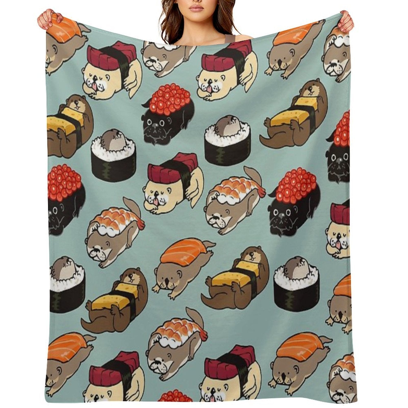 Sushi Otter Plush Throw Blanket