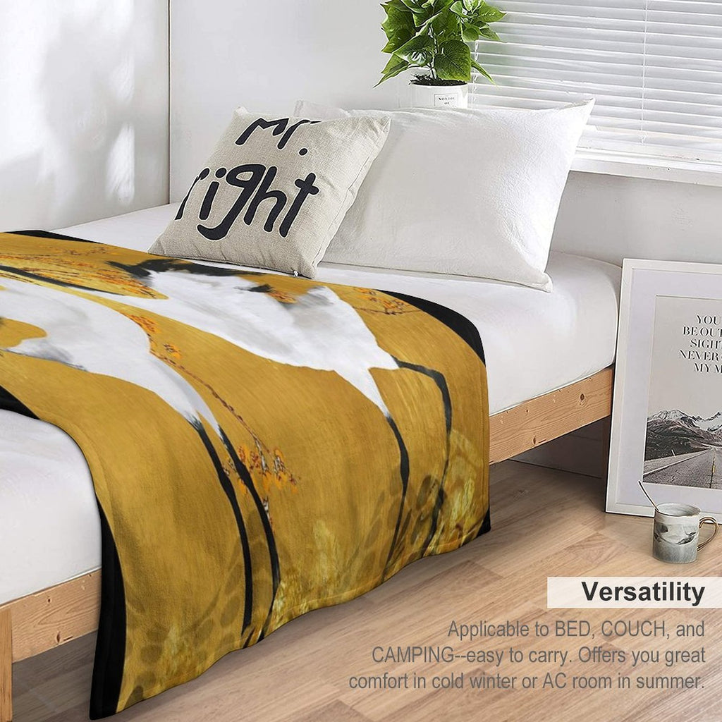 Golden Cranes Japanese Art Anti-pilling Throw Blanket