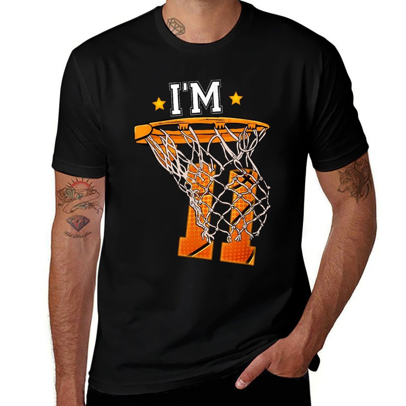 11th Birthday Basketball I'm 11 Boy Girl 11th Birthday  Heathered Texture T-Shirt
