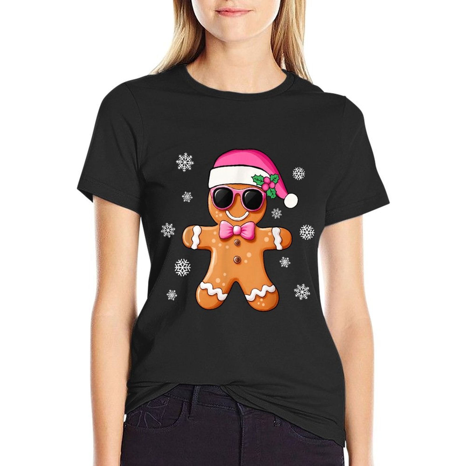 Gingerbread Man Pink Christmas Cookie Costume Baking Team  Moisture-wicking T-Shirt