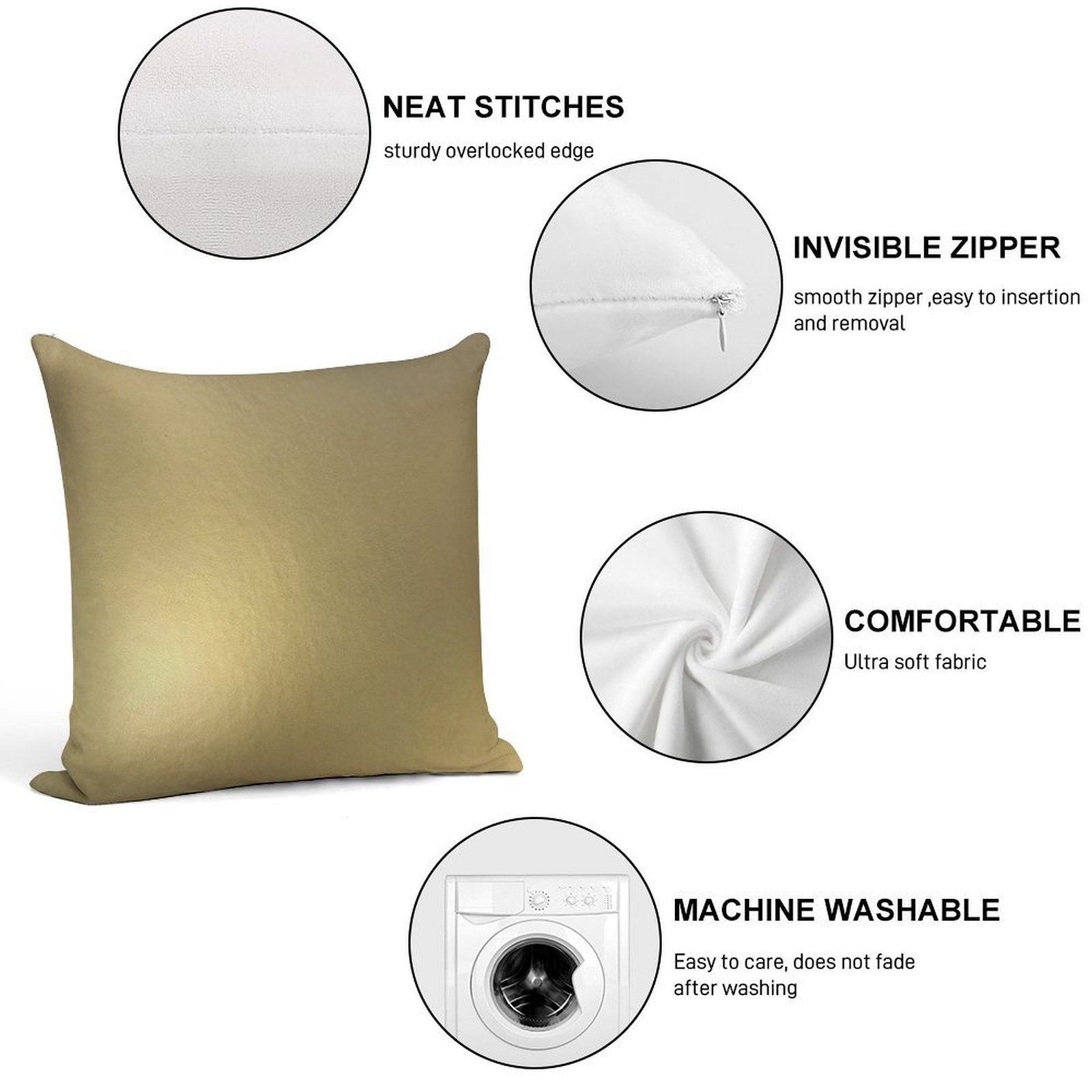 Metallic Gold Soft Ultra-Soft Texture Throw Pillow