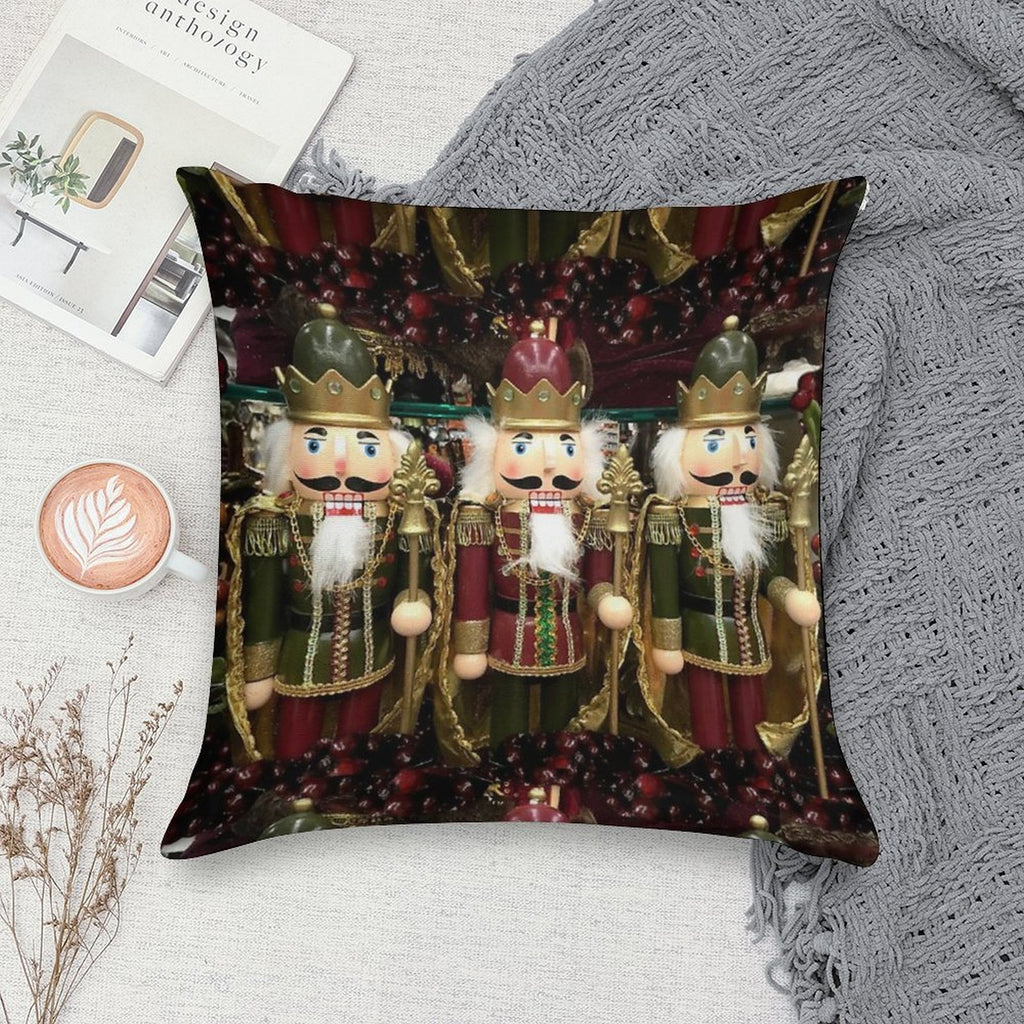 Christmas Nutcracker Trio Soft Hidden Zipper Throw Pillow