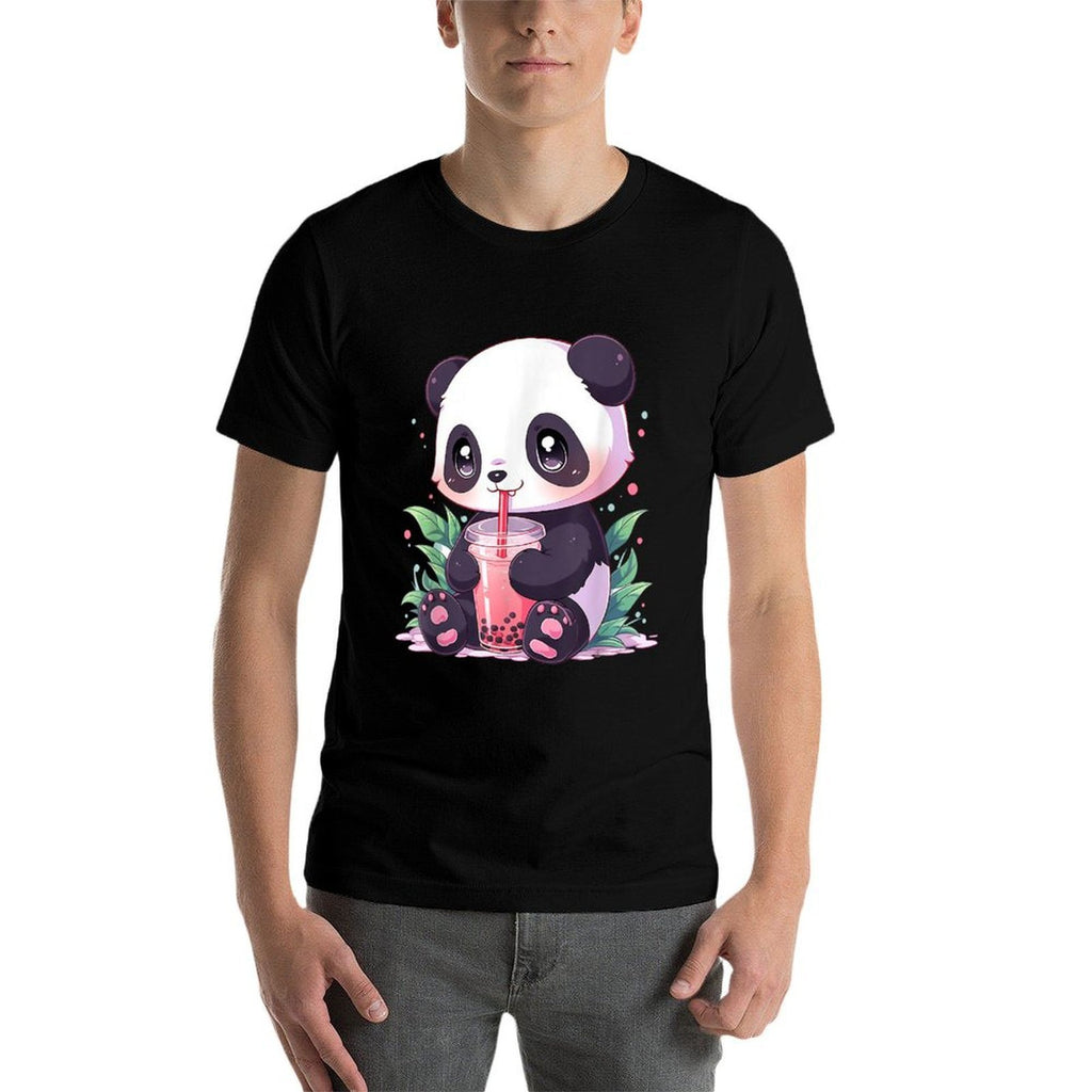Kawaii Panda Drinking Bubble Tea Boba Lover  Easy-care T-Shirt