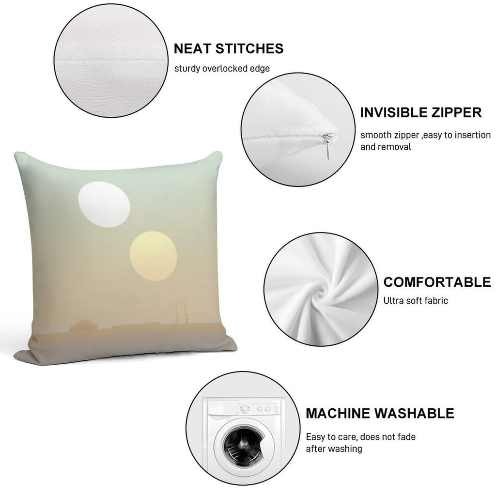 Two Suns Soft Short Plush Fabric Throw Pillow