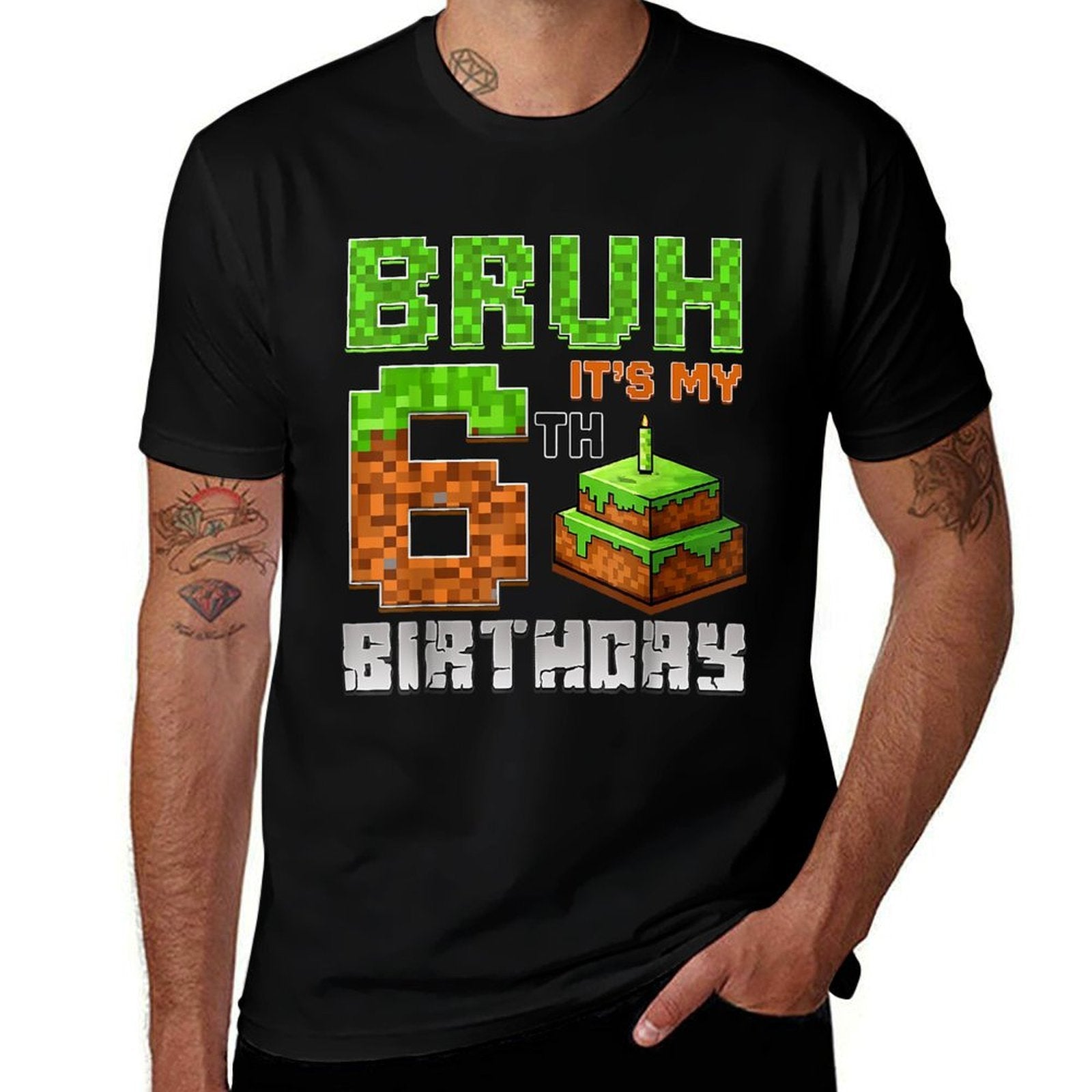 Birthday Boy Kid Bruh Its My 6th Birthday Game Pixel Number  Quick-drying T-Shirt