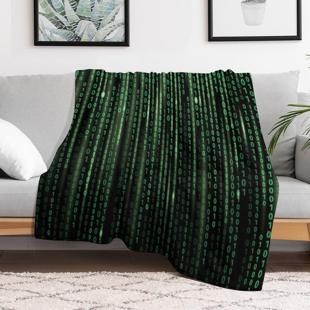 Binary Code Background Matrix Code Anti-pilling Throw Blanket