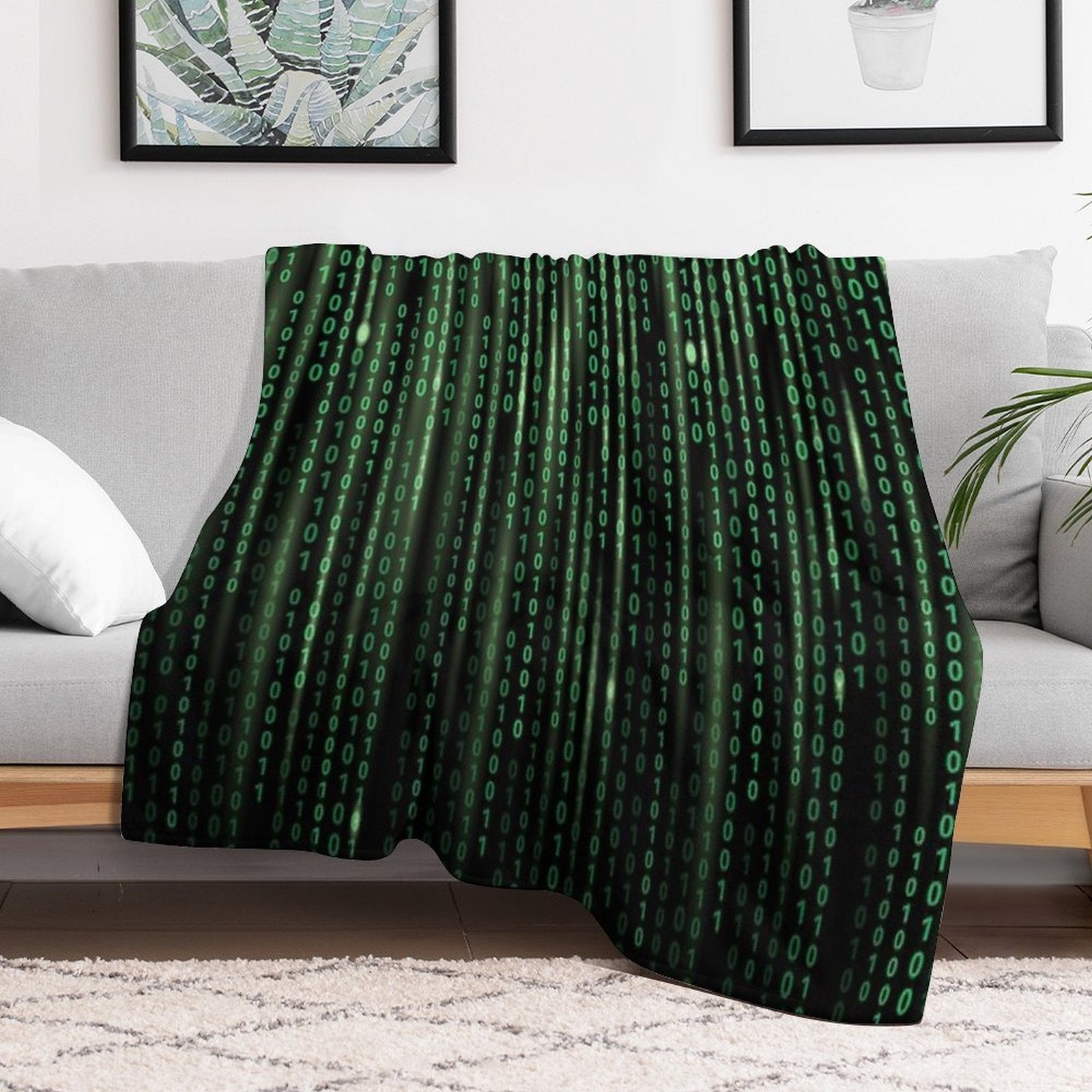 Binary Code Background Matrix Code Anti-pilling Throw Blanket