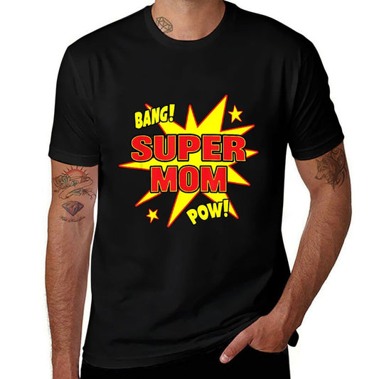 Super Mom Super Power Mother Mama Hero  Rolled Sleeves T-Shirt