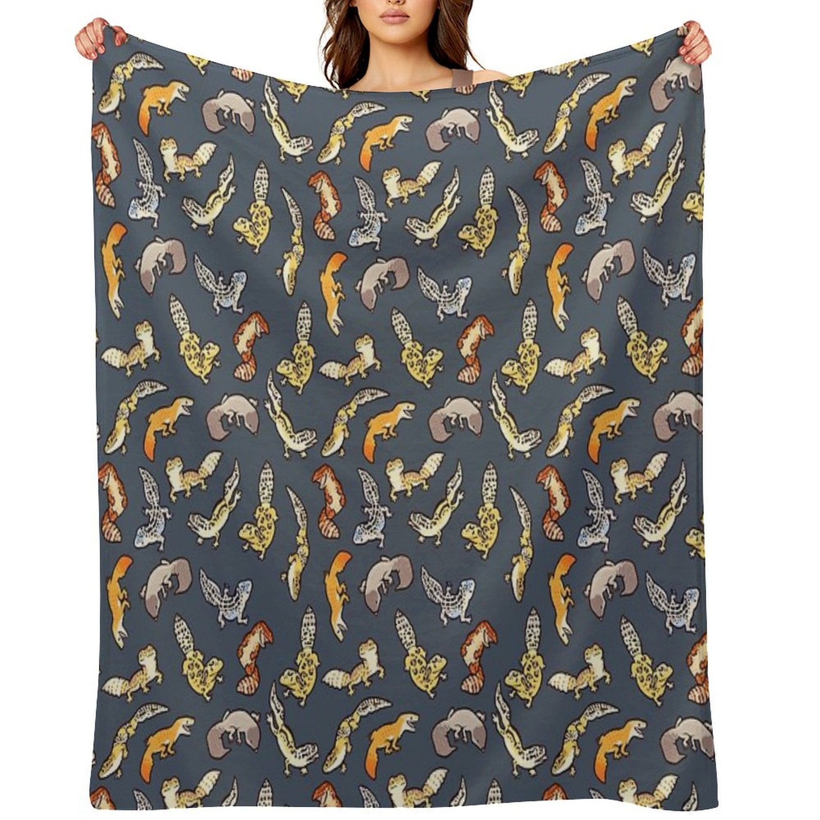 Chub Geckos in Dark Grey Premium Throw Blanket