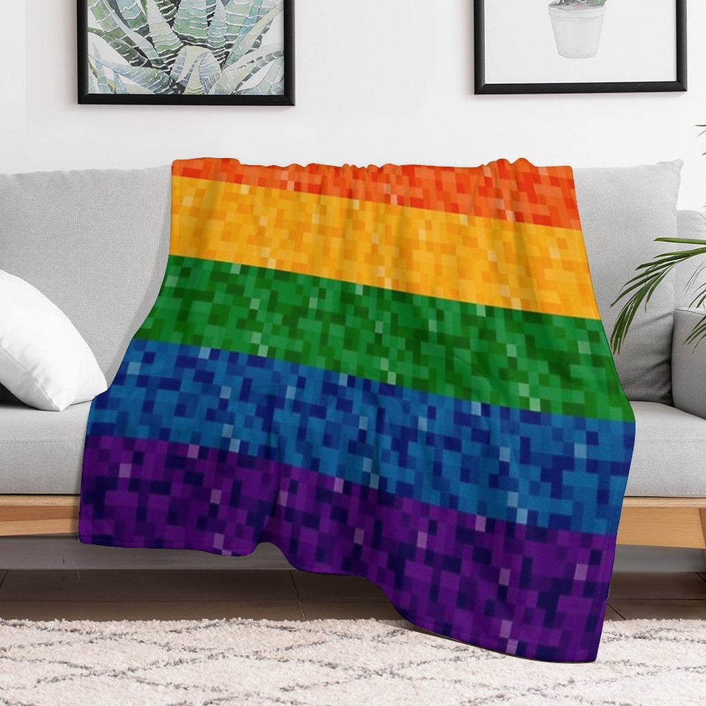 Seamless Repeating LGBTQ Pride Rainbow Pixel Flag Background Machine-washable Throw Blanket