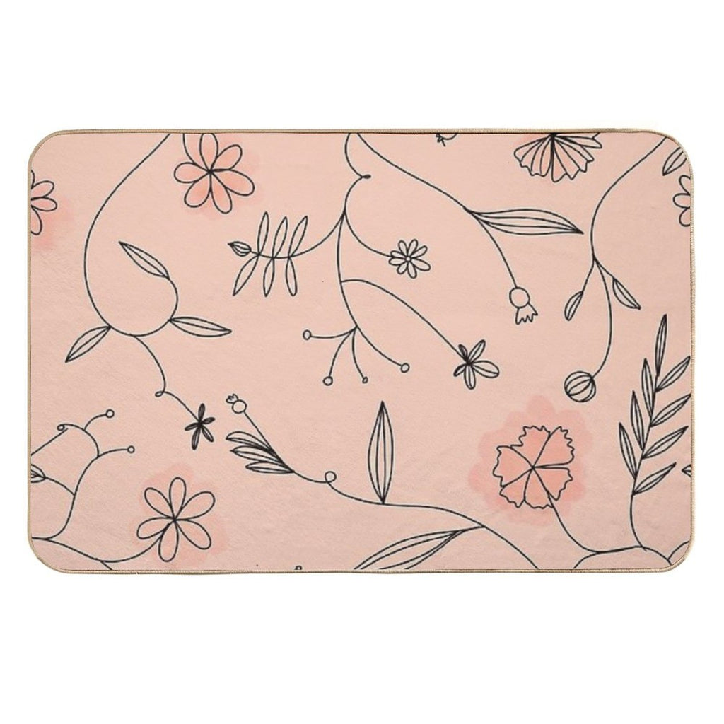 Pink Floral Boho Pattern  Long-Lasting Bath Mat
