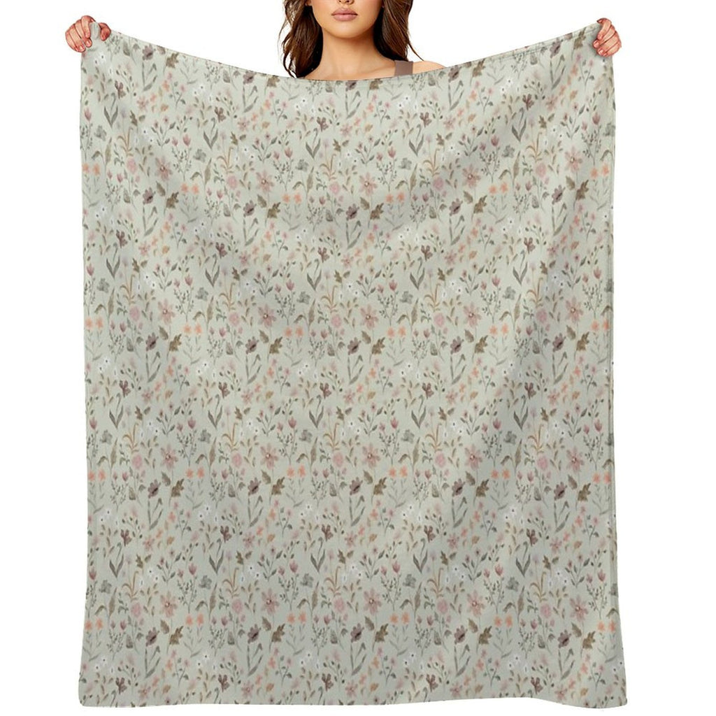 Blotchy Wildflowers - Mint Versatility Throw Blanket