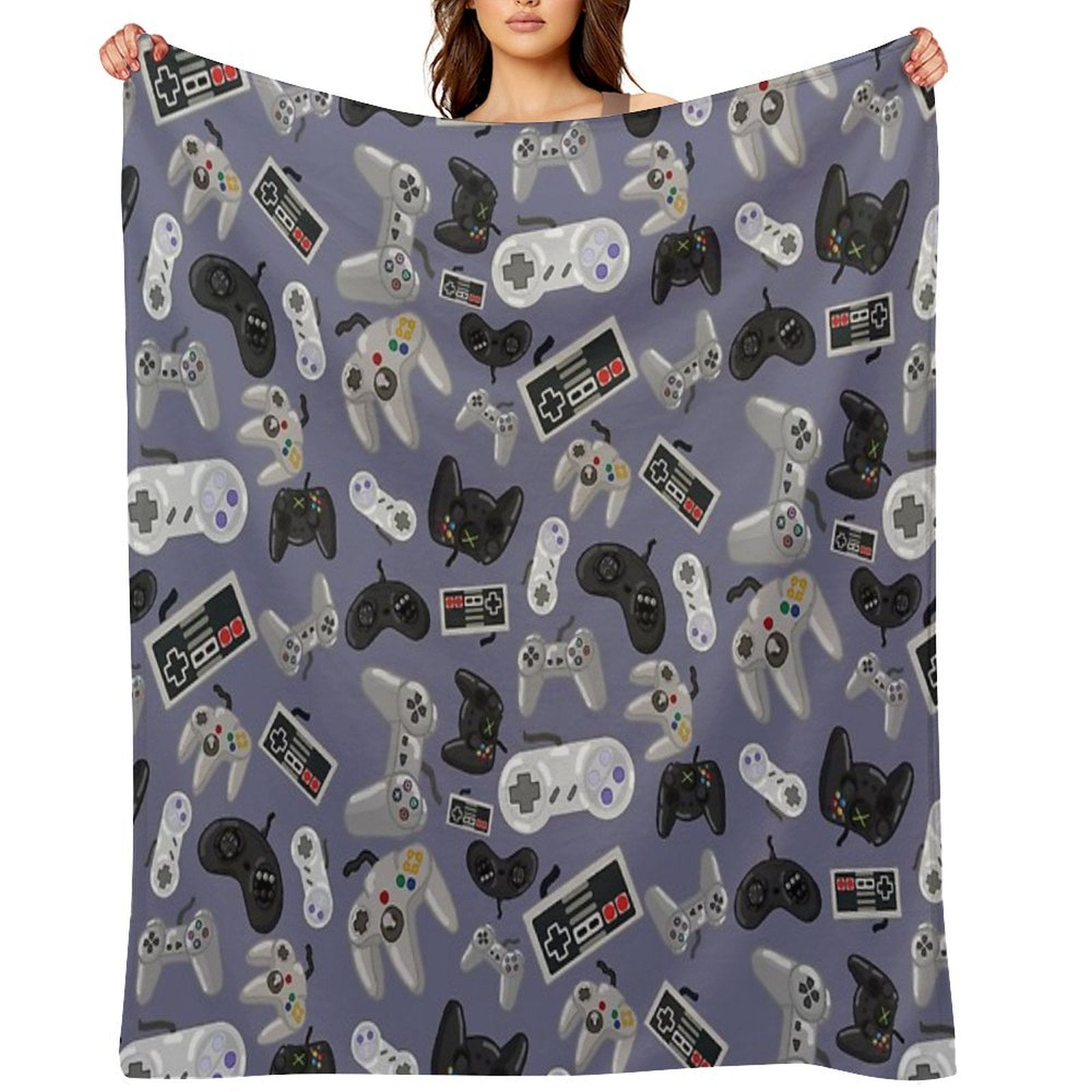 Old School Video Game Controllers - Repeating Pattern Gift-ready Throw Blanket