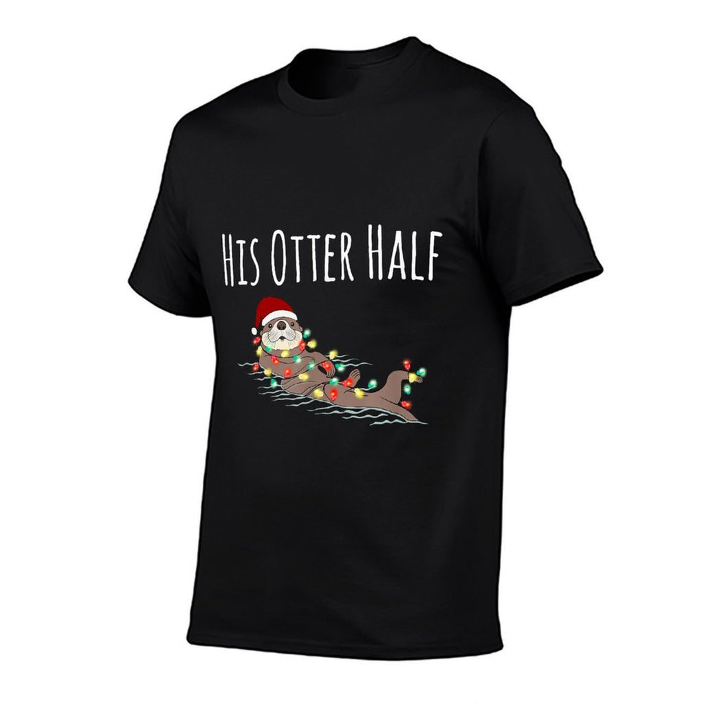 Funny Matching Couple His And Her Otter Half Ugly Christmas  Polyester Blend T-Shirt
