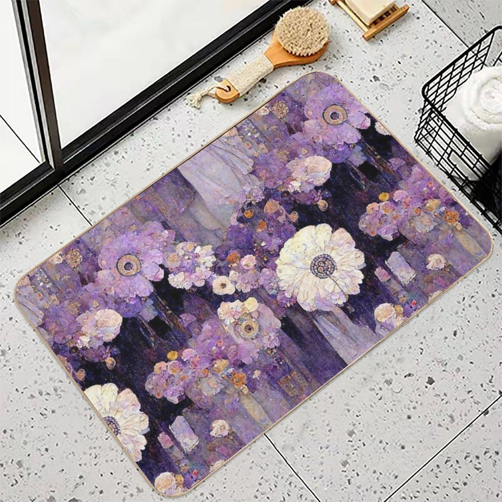 Vibrant Violet Blooms  High-Traffic Bath Mat