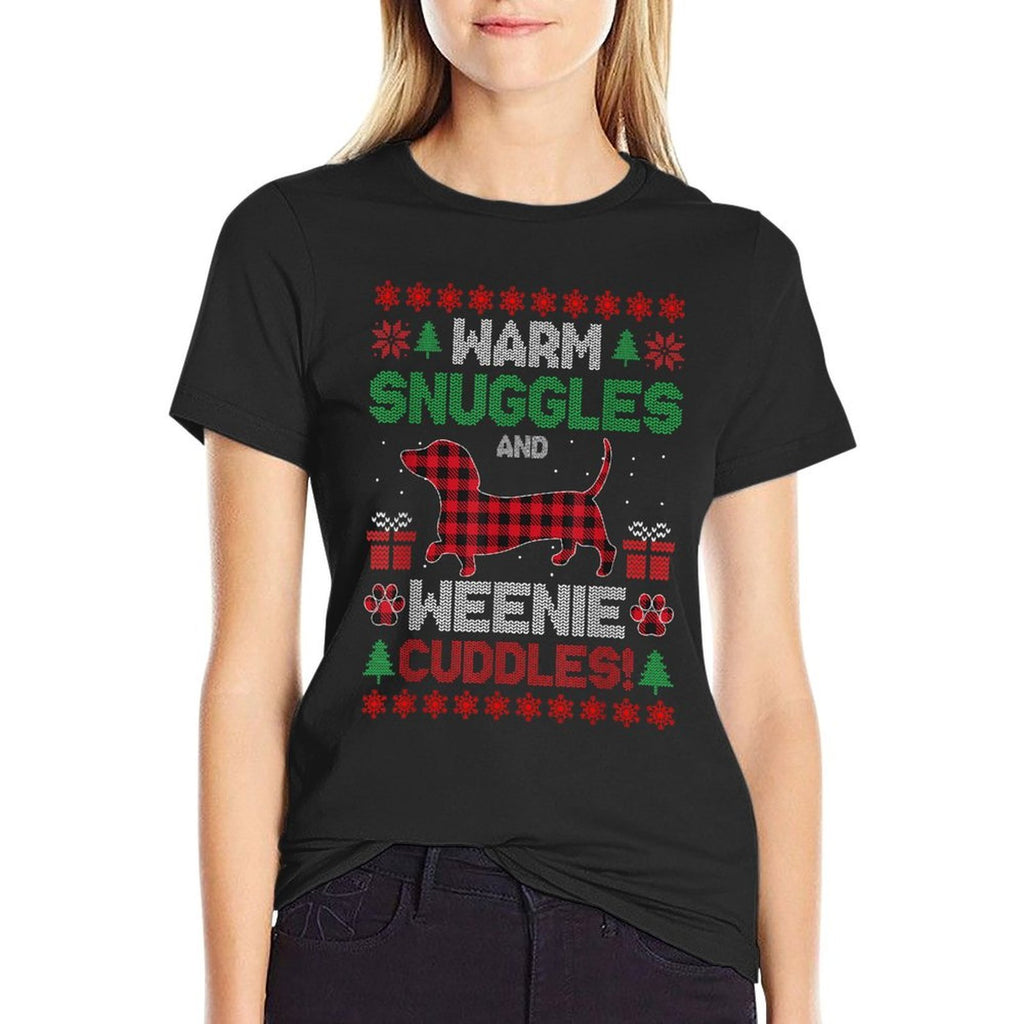 Weenie Dog Christmas Pajama Cute Weiner Ugly Christmas Men Women Kids  High-quality Stitching T-Shirt