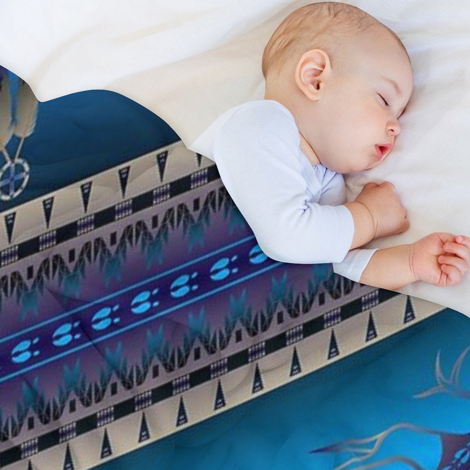 Elk Spirit (Blue) Plush Throw Blanket