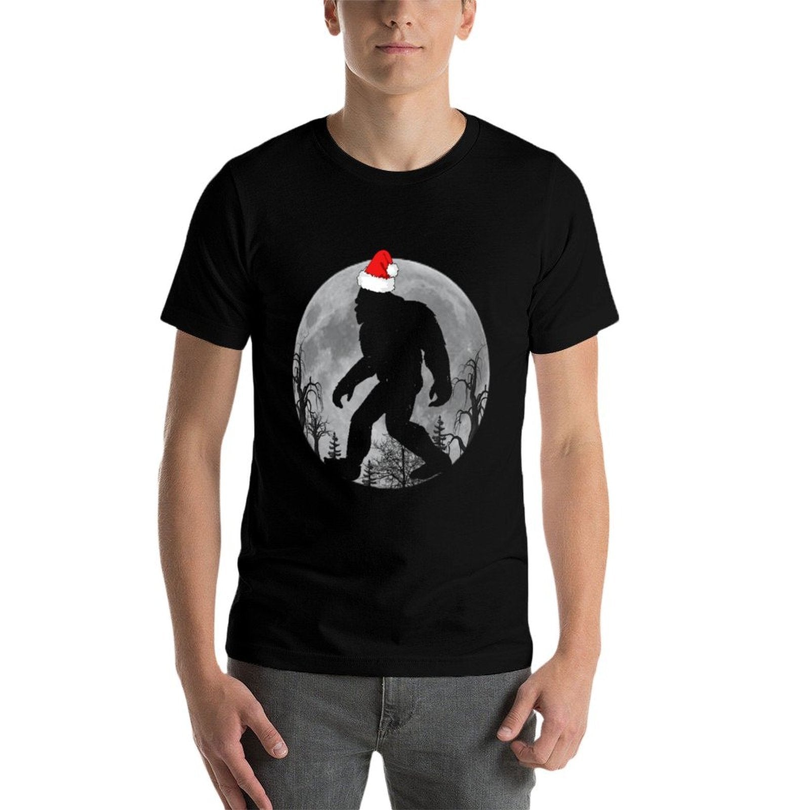 Bigfoot Sasquatch Yeti Believe Christmas Moon  Moisture-wicking T-Shirt