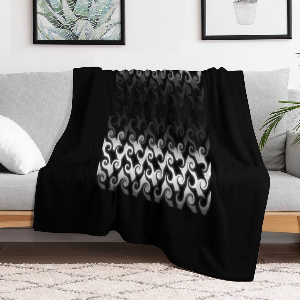 Black And White Curl Pattern. Eco-conscious Throw Blanket