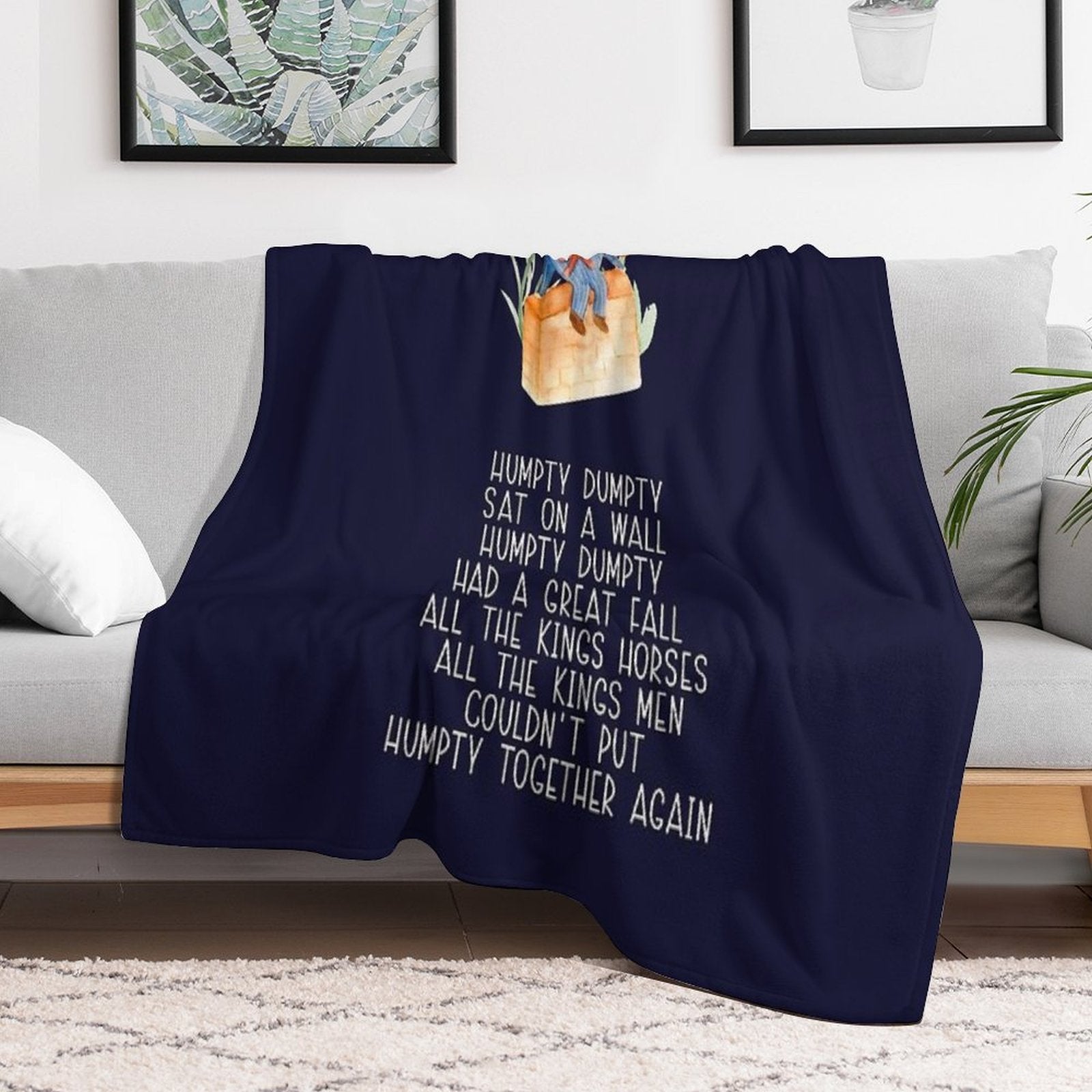 Nursery Rhyme - Humpty Dumpty Easy Care Throw Blanket