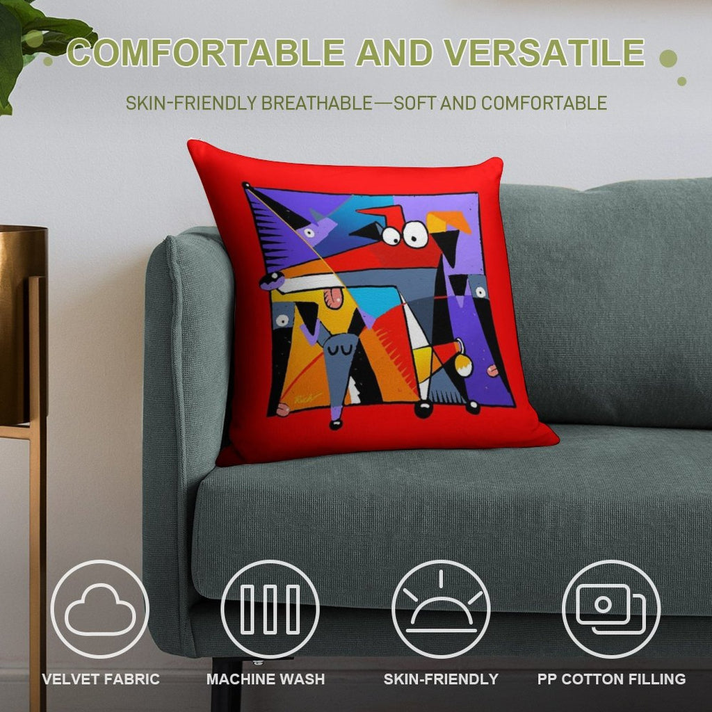 Derpism Soft Short Plush Fabric Throw Pillow