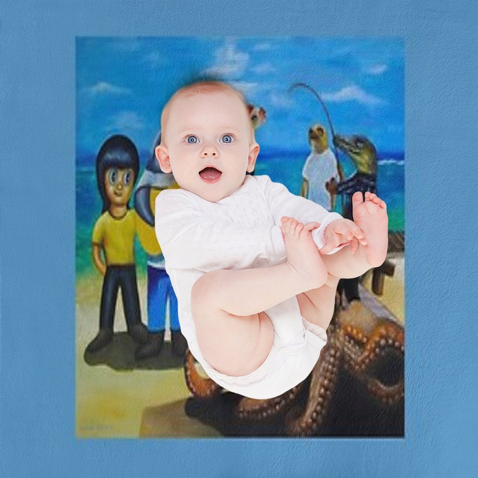 Go to The Sea with My Friends 03 Lightweight Throw Blanket