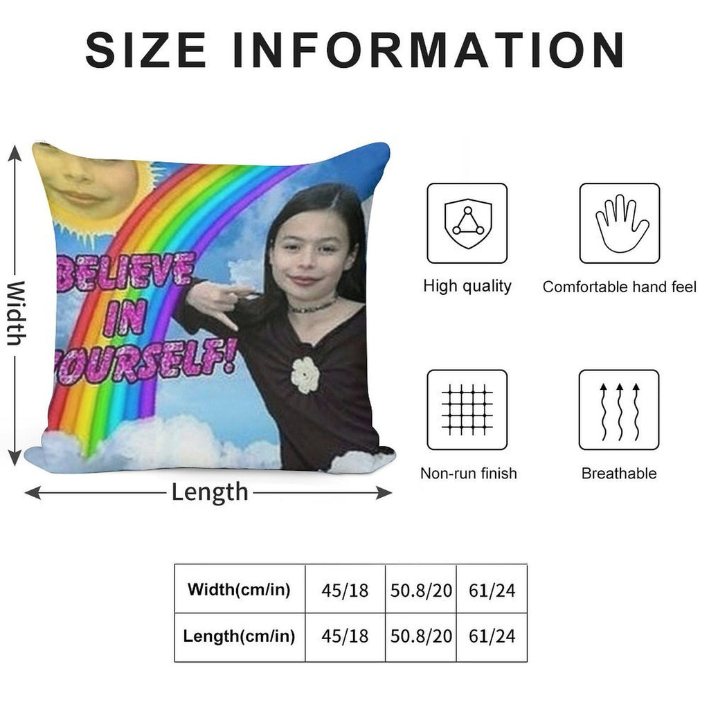 Believe in Uself! Soft Durable Construction Throw Pillow