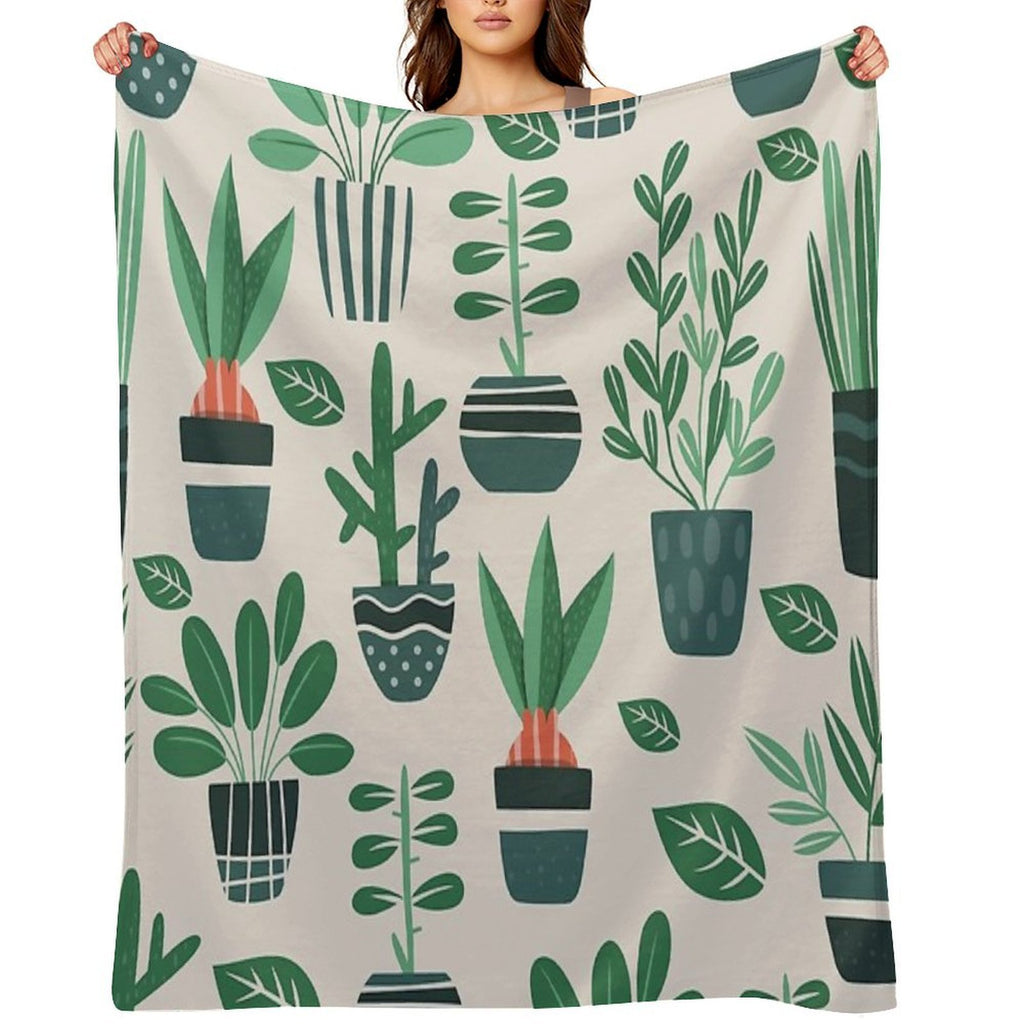 Potted Plants Easy Care Throw Blanket