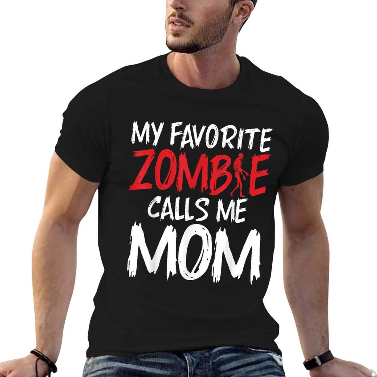 My Favorite Zombie Call Me Mom of Zombie  Heathered Texture T-Shirt