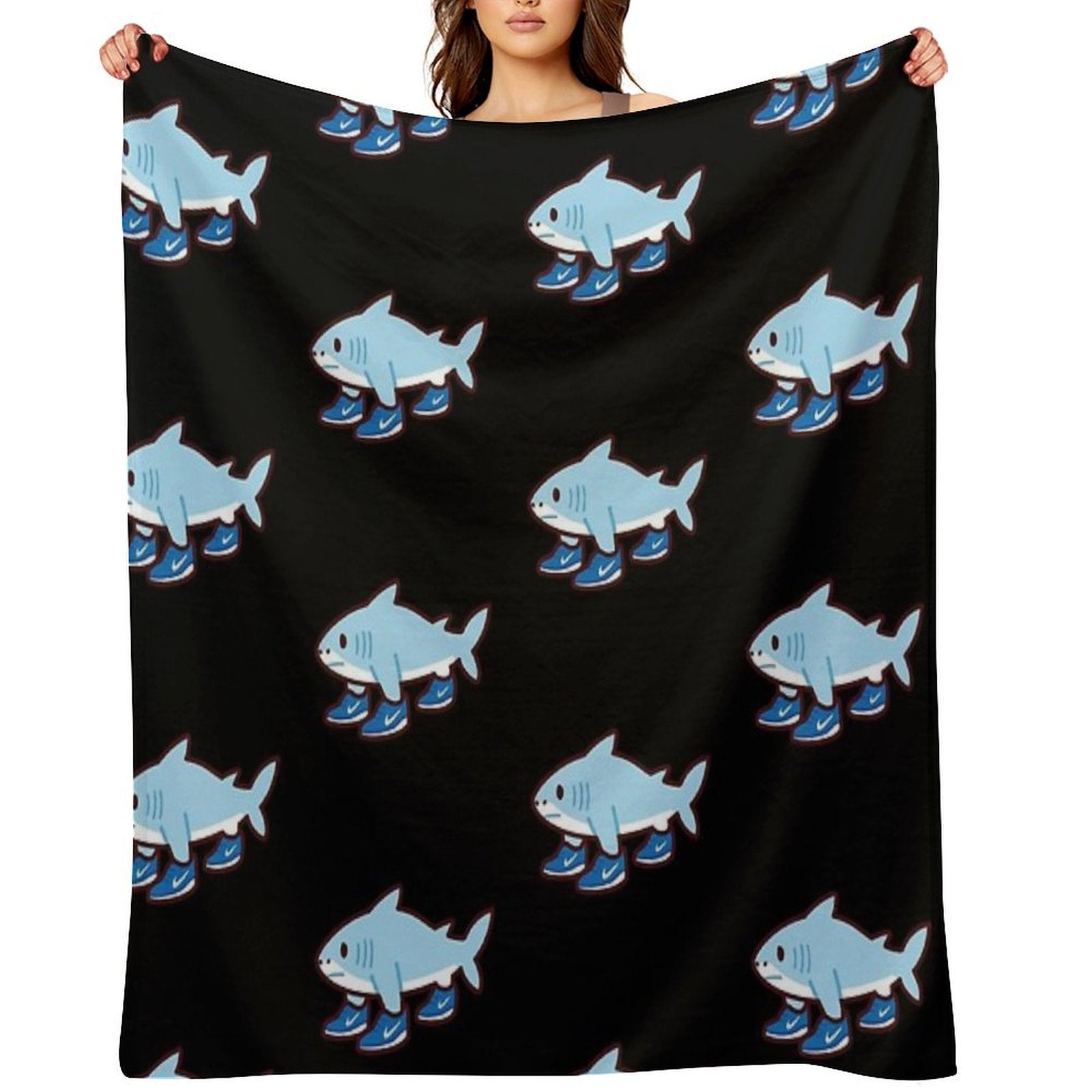 Cute Tralalero Tralala (Italian Brainrot) Shrink-resistant Throw Blanket