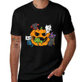 Vampire Ghost Zombie Witch Cats In Pumpkin Cute Halloween  Ribbed Collar T-Shirt