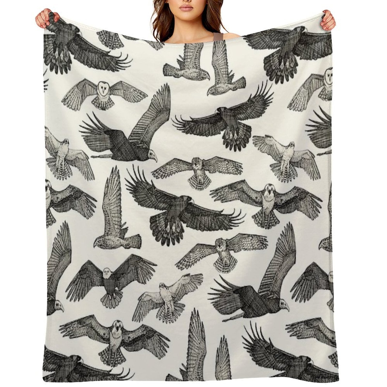 Birds of Prey Black Comfort Throw Blanket