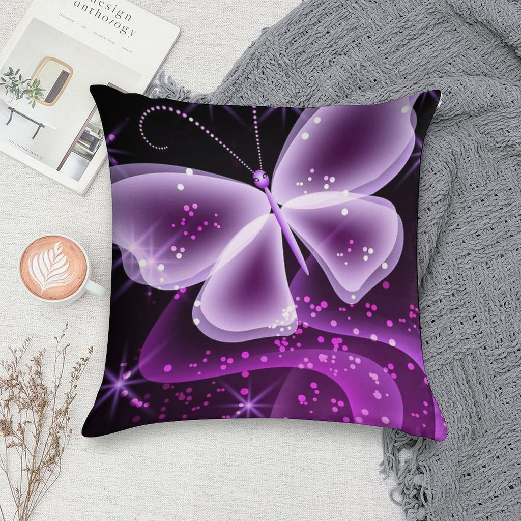 Sparkling Purple Butterfly Merchandise Soft Easy Maintenance Throw Pillow