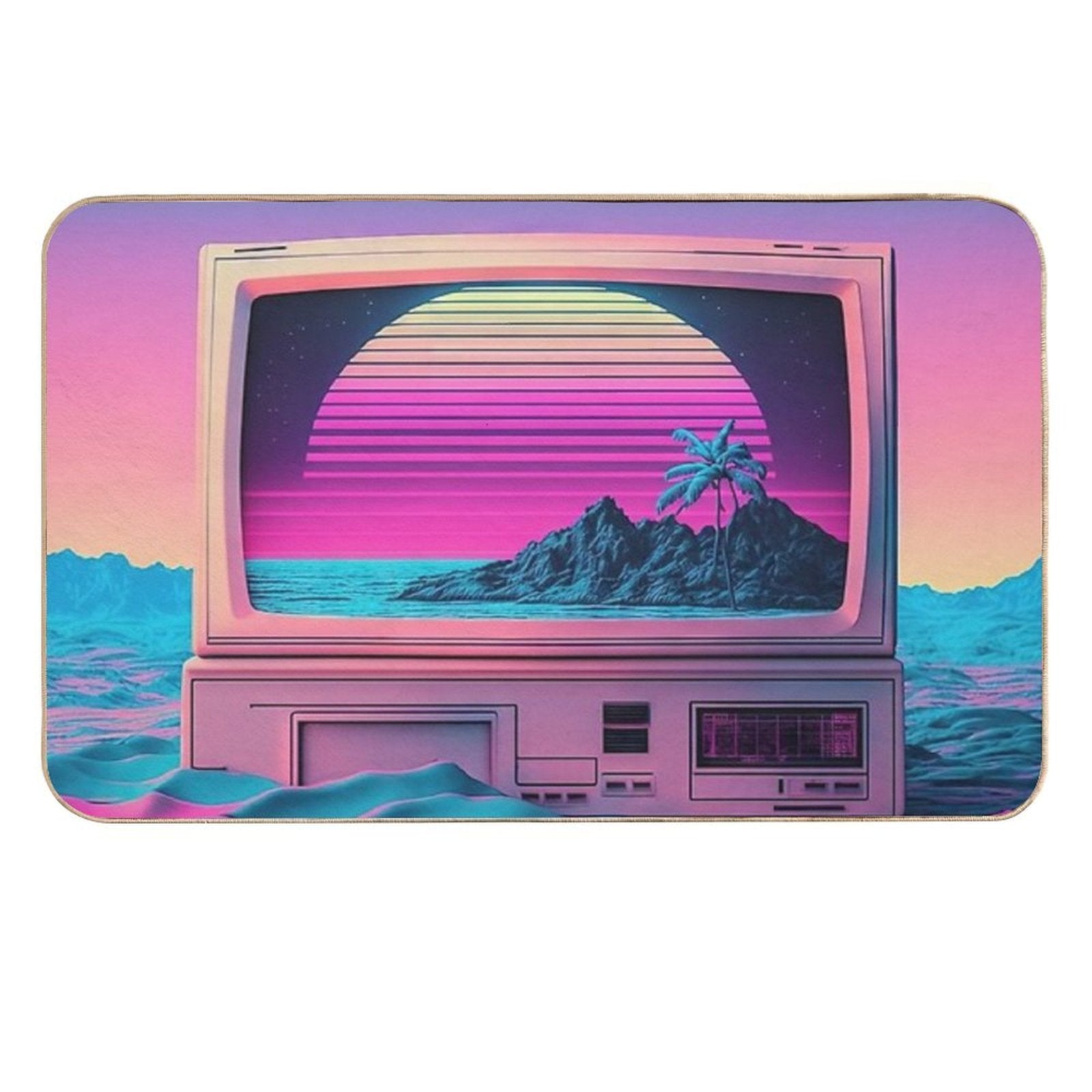Static Memories A Vaporwave Tribute to TV Nostalgia  Dirt-Trapping Bath Mat