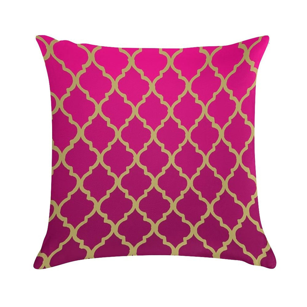 Moroccan Pattern - Pink & Gold Soft Reinforced Edging Throw Pillow