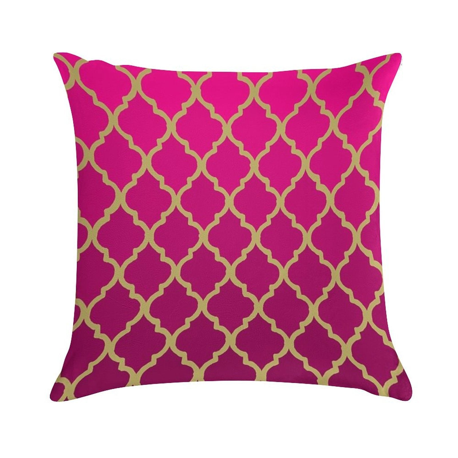 Moroccan Pattern - Pink & Gold Soft Reinforced Edging Throw Pillow