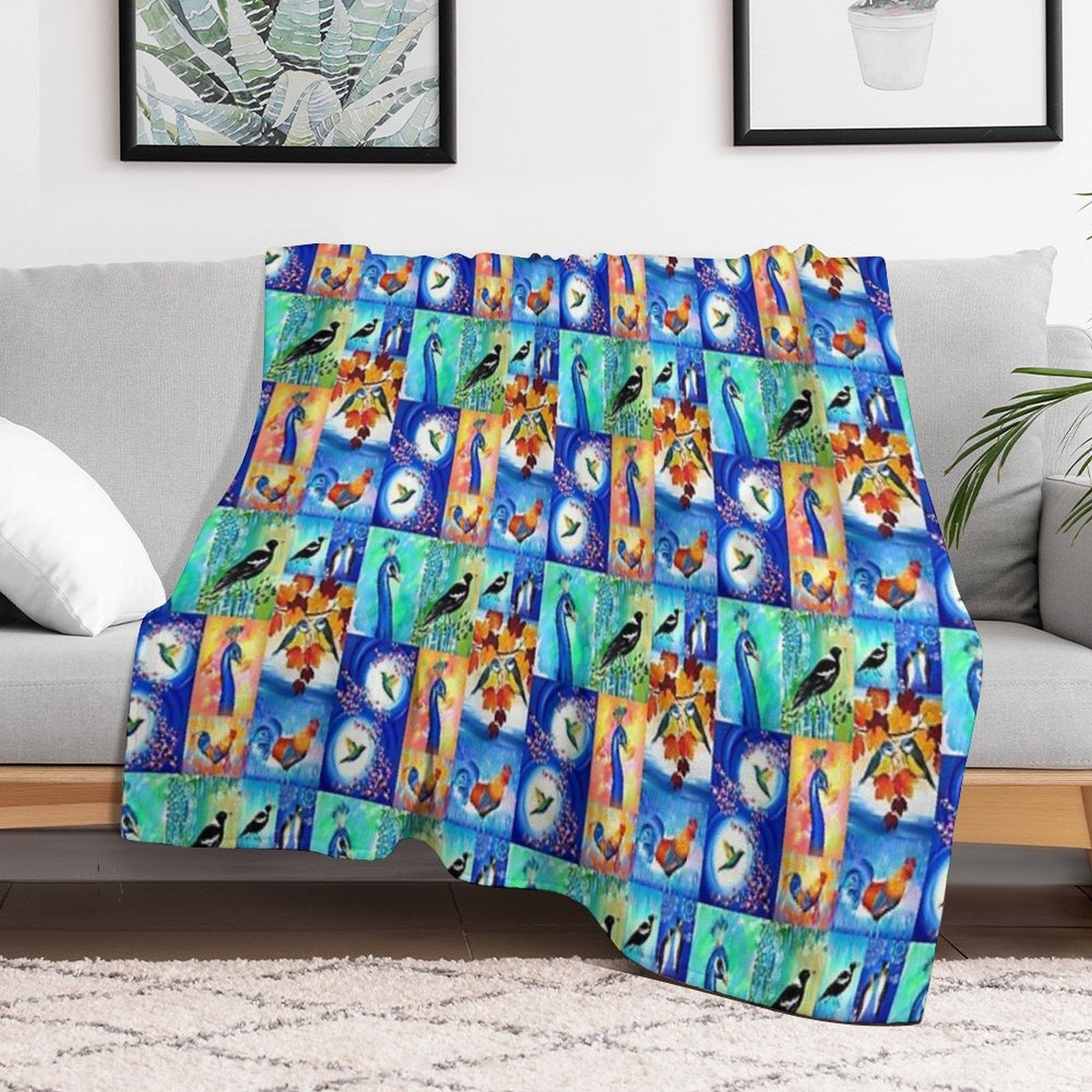 Bird Prints Wrinkle-free Throw Blanket