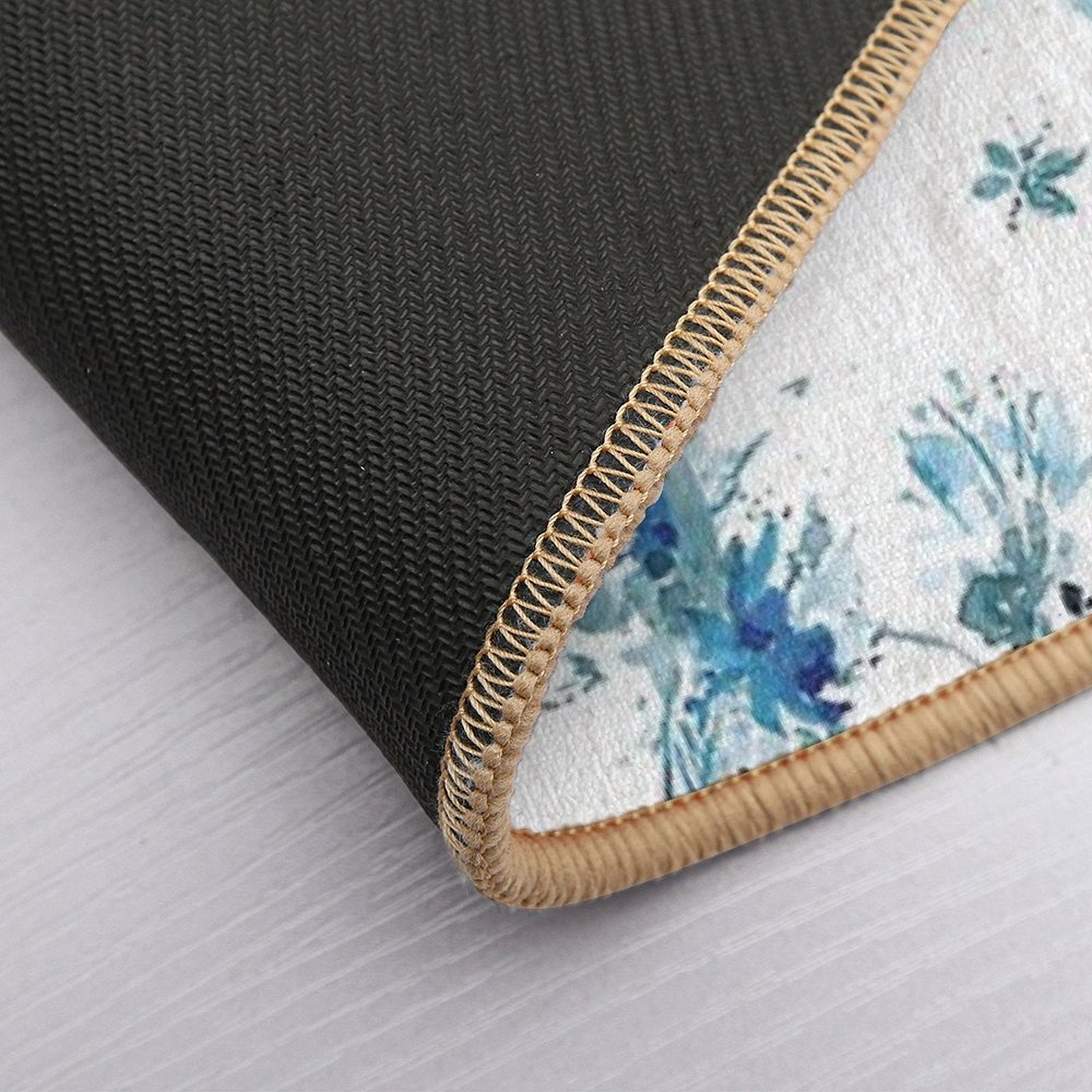 Blue Floral with Dragonflies  Repositionable Bath Mat