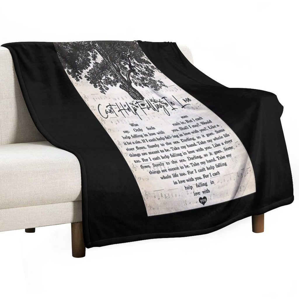 Elvis Presley - Can't Help Falling In Love Lyrics Lovers Shrink-resistant Throw Blanket