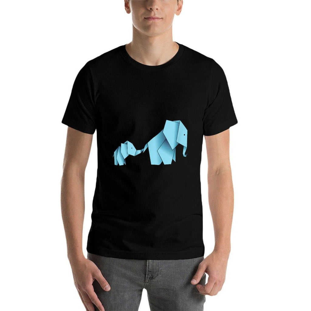 Origami Paper Folding Cute Elephant Blue Gift  Relaxed-fit T-Shirt